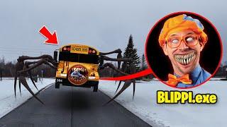 Drone Catches SCHOOL BUS EATER EATING BLIPPI IN REAL LIFE!! (BLIPPI.EXE)