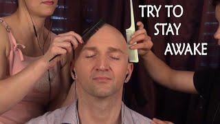 A Man Got Pampered by Ladies ASMR, Ear Massage, Scalp Massage and Tapping