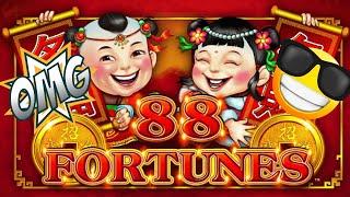 SUPER BIG WIN BONUSES & RETRIGGERS on 88 FORTUNES SLOT MACHINE!  AMAZING GAME!