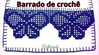 Barrado de crochê para pano de prato  Borboleta 32  #elizflorcroche