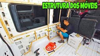 FAZENDO A ESTRUTURA E POSIÇÃO DOS MÓVEIS DO PROJETO MOTORHOME CASEIRO EP 17