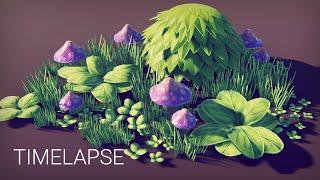 Timelapse  3d Game-ready Grass & Game Foliage in Blender  Game Assets Blender to Unity & Substance