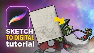 How to turn a SKETCH to DIGITAL art with PROCREATE!