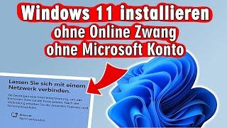 Windows 11 Online Zwang umgehen - Offline installieren - Ich habe kein Internet Knopf - ohne Konto