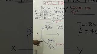 Top View length given on Projection of Straight Line Engineering Drawing or Engineering Graphics