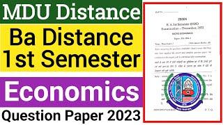 Mdu Ba Distance Economics 1st semester Question Paper 2023 | Mdu DDE Ba Economics 1st semester Paper