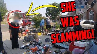 BUSTING And EXPOSING Scammer At The Yard Sale! Wait Until You See This! Yard Sale Finds!