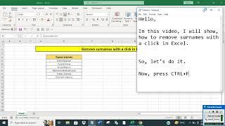 Remove surnames with a click in Excel