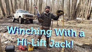 Winching with a Hi-Lift Jack: using a Hi-Lift Jack and Winch Kit for Recovery. Fzomb50 gets winched!