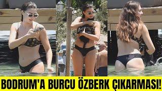 Bodrum'da Burcu Özberk rüzgarı esti! Burcu Özberk siyah bikinisiyle plajın yıldızı oldu!