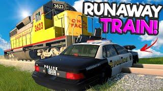 RUNAWAY TRAIN Crashes Through Cars in BeamNG Drive Mods!