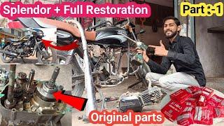 Hero Splendor Plus full Restoration with genuine parts Part 1 | Engine Rebuild ️