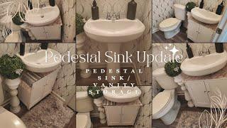 DIY Pedestal Sink Update / Vanity Storage /Small Bathroom Storage Idea