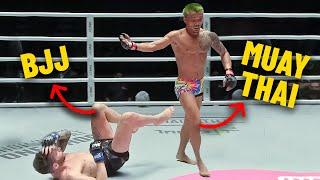 "Get Up"  Muay Thai Star OBLITERATES BJJ Practitioner In MMA Fight