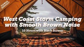 Soothing Tent Rain & Ocean Waves with Soft Brown Noise - 10Hrs Black Screen