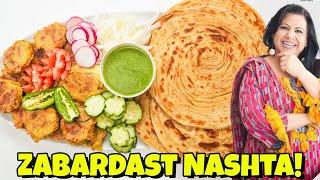 Nashtay ka Idea! 3 Tara se Lacha Parathay aur Kabab Recipe in Urdu Hindi - RKK