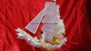 Свадебный корабль из конфет. Мастер-класс. Wedding ship of candy