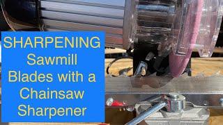 CHEAPEST Way to SHARPEN & SET SAWMILL BLADES with a CHAINSAW SHARPENER-Popple People-Episode 80