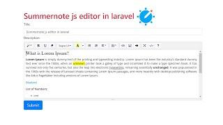 Summernote js editor in laravel 8