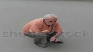 [AI] old man eating meatballs in the road