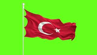 Turkey Flag Waving and Fluttering on a green screen free download