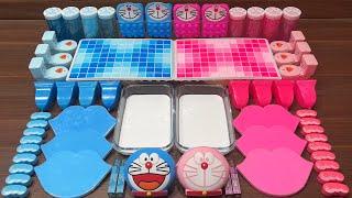 PINK vs BLUE DORAEMON I Mixing Random into GLOSSY Slime I Satisfying Slime #903