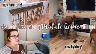 *NEW* MOBILE HOME CLEAN & DECORATE WITH ME | new furniture and lighting | double wide mobile home