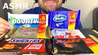 ASMR CHOCOLATE BARS SNICKERS, KINDER, TWIX, MARS, BOUNTY, MILKY WAY MUKBANG (EATING SOUNDS)