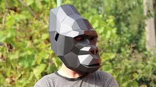 Gorilla Mask Low Poly Paper Craft PDF Template