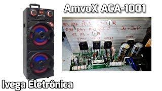 Caixa Amvox ACA-1001, por dentro, vista dos componentes