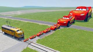 Big & Small Lightning Mcqueen vs Train in BeamNG.drive