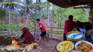 aktivitas sore,masak balado cumi request an anak dan suami, makan malam bersama, masak di desa