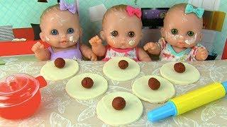 Куклы Пупсики Кушают Пельмени Играем Лепим Пластилин Плей До Еда из пластилина Игрушки Для детей