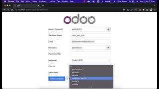 Create database for odoo 15 development