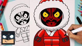 How To Draw LEGO Santa Darth Maul | Star Wars