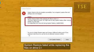 System Restore failed while replacing the files on drive C. An unspecified error 0x80070005 occurred