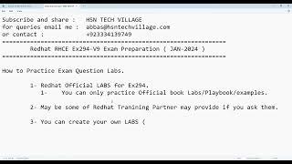 06-Redhat Ansible Ex294 V9 | Exam Practice 2024 | LAB Options  | Exam Prep | English