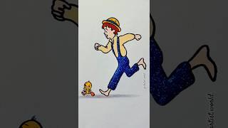 Tom Sawyer & Titi satisfying drawing  #art #artwork #drawing