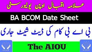 AIOU BA BCOM Associate Degree Date Sheet Anouned | The AIOU