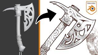 Creating a Storybook Style Axe in Blender - Full Process Explained