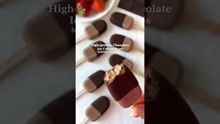 Healthier Dessert Idea: High-protein Chocolate Ice Cream Pops #healthyrecipes #healthydessert