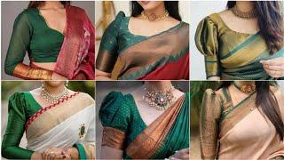  Beautifully Green Colour Blouse Designs For Silk Sarees|Green Colour Blouse Designs/Blouse Designs