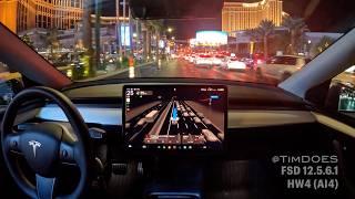 FSD 12.5.6.1 - Self-Driving the F1 Track on the Las Vegas Strip