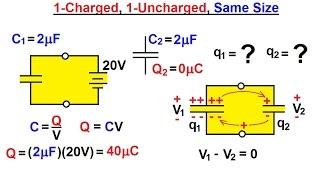 Physics - E&M: Dis- and Re-Connecting Capacitors (1 of 16) 1-Charged, 1-Uncharged, Same Size