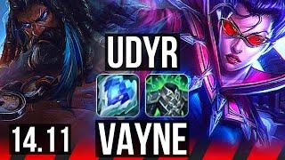 UDYR vs VAYNE (TOP) | 10/1/5, 7 solo kills, Legendary | KR Master | 14.11
