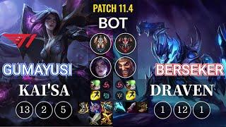 T1 Gumayusi Kai'Sa vs Berseker Draven Bot - KR Patch 11.4