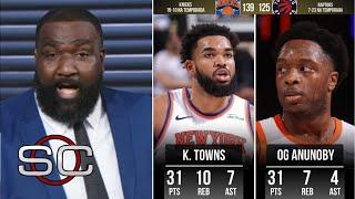 ESPN reacts to Karl-Anthony Towns & OG Anunoby combining for 62 to lead Knicks in torching Raptors