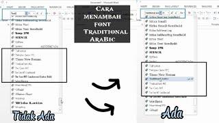 Cara menambah font traditional arabic di word