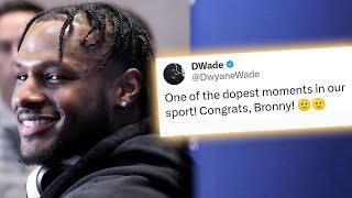 NBA PLAYERS REACT TO BRONNY DRAFTED BY LAKERS - EPIC FATHER AND SON DUO