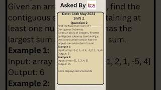 TCS NQT coding question  Date : 14th May 2024 Shift : 1  Like || share || comment || Subscribe